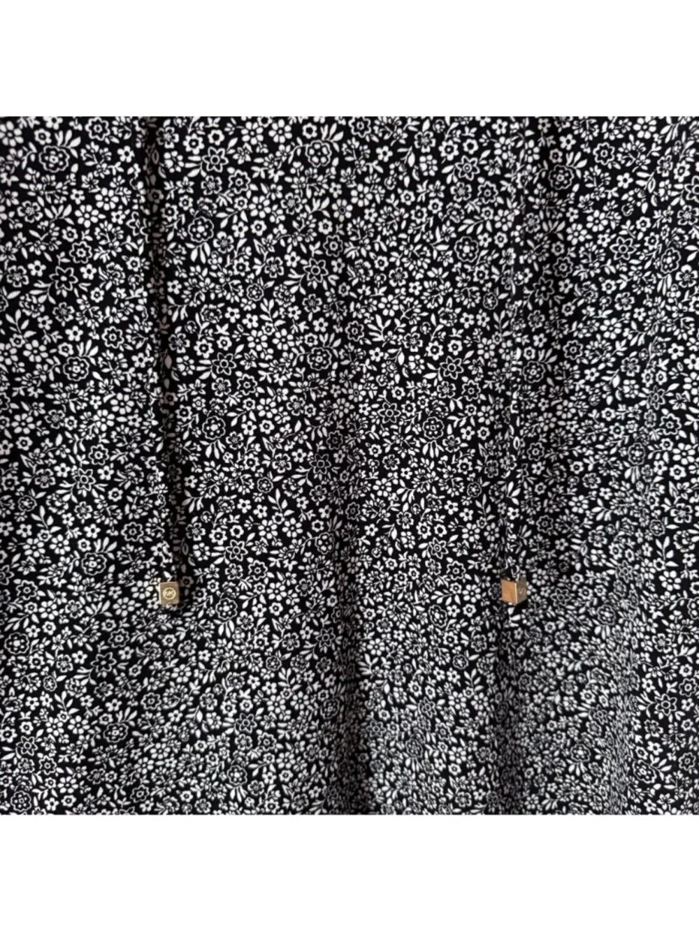 Michael Kors Women Black White Floral Sleeveless Knee Length Dress Size M